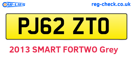 PJ62ZTO are the vehicle registration plates.