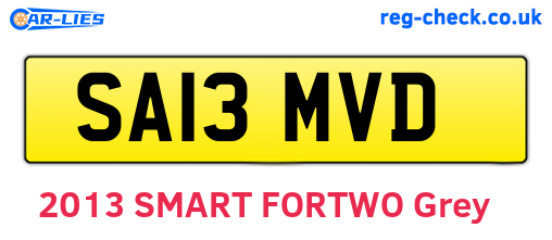 SA13MVD are the vehicle registration plates.