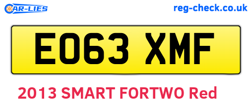 EO63XMF are the vehicle registration plates.