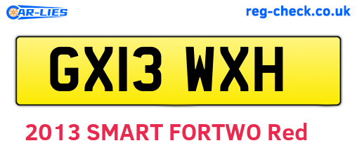 GX13WXH are the vehicle registration plates.