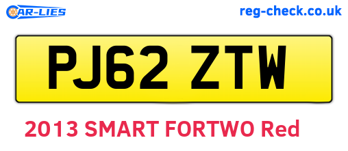 PJ62ZTW are the vehicle registration plates.