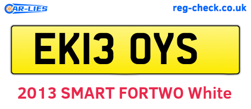EK13OYS are the vehicle registration plates.