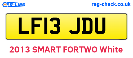 LF13JDU are the vehicle registration plates.