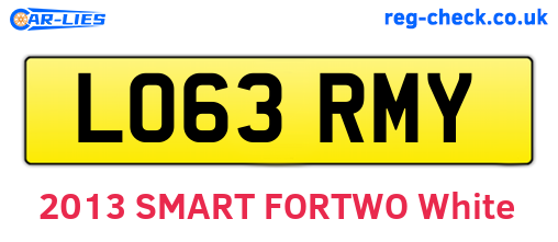 LO63RMY are the vehicle registration plates.