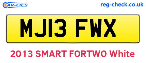 MJ13FWX are the vehicle registration plates.