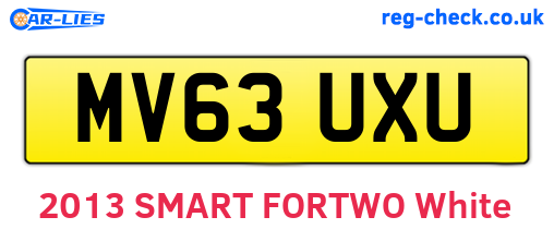 MV63UXU are the vehicle registration plates.
