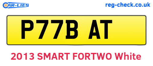 P77BAT are the vehicle registration plates.
