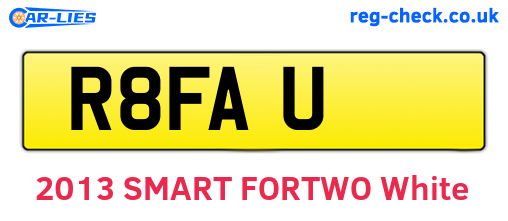 R8FAU are the vehicle registration plates.