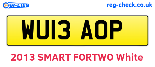 WU13AOP are the vehicle registration plates.