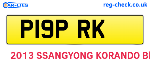 P19PRK are the vehicle registration plates.