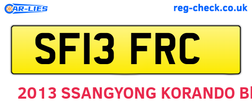 SF13FRC are the vehicle registration plates.
