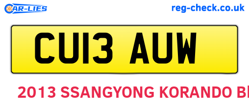CU13AUW are the vehicle registration plates.