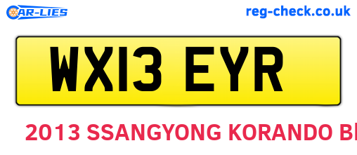 WX13EYR are the vehicle registration plates.