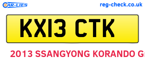 KX13CTK are the vehicle registration plates.