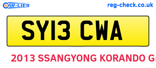 SY13CWA are the vehicle registration plates.