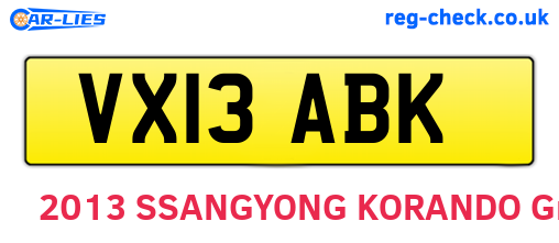 VX13ABK are the vehicle registration plates.