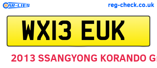 WX13EUK are the vehicle registration plates.