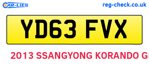 YD63FVX are the vehicle registration plates.