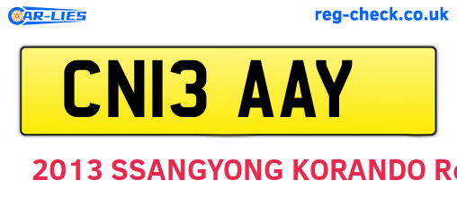 CN13AAY are the vehicle registration plates.