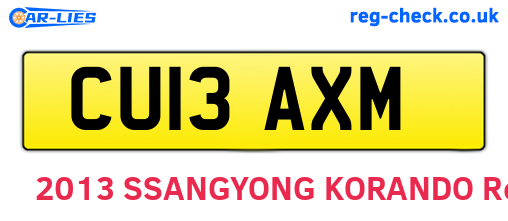 CU13AXM are the vehicle registration plates.