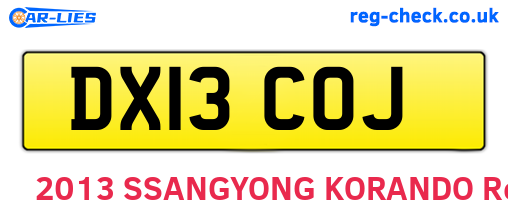 DX13COJ are the vehicle registration plates.