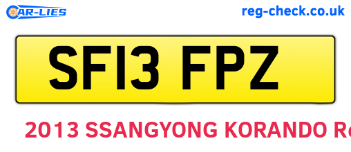 SF13FPZ are the vehicle registration plates.