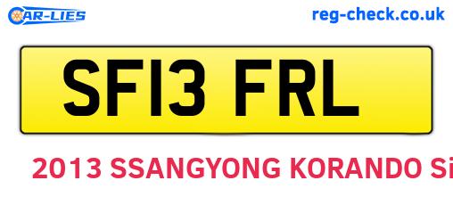 SF13FRL are the vehicle registration plates.