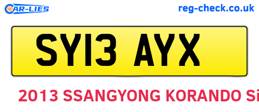 SY13AYX are the vehicle registration plates.