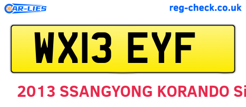 WX13EYF are the vehicle registration plates.