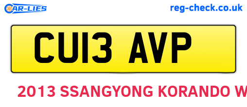 CU13AVP are the vehicle registration plates.