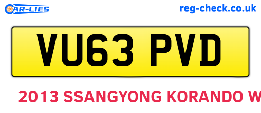 VU63PVD are the vehicle registration plates.