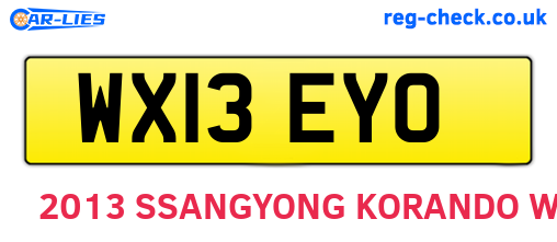 WX13EYO are the vehicle registration plates.