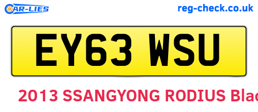 EY63WSU are the vehicle registration plates.