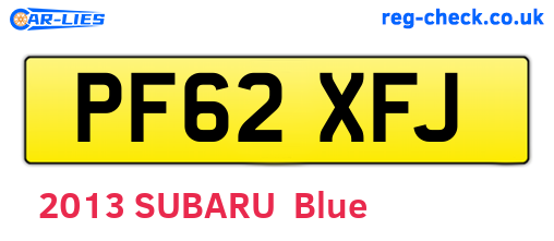 PF62XFJ are the vehicle registration plates.