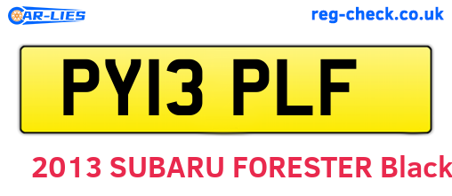 PY13PLF are the vehicle registration plates.