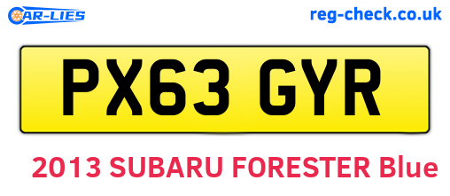 PX63GYR are the vehicle registration plates.
