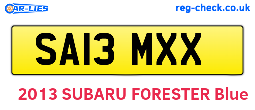 SA13MXX are the vehicle registration plates.