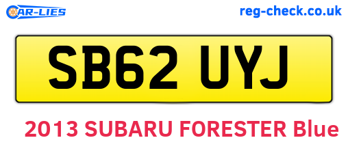 SB62UYJ are the vehicle registration plates.