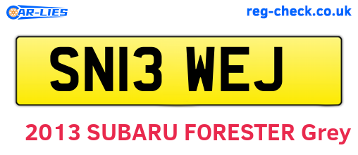SN13WEJ are the vehicle registration plates.