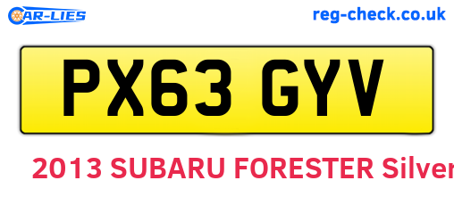 PX63GYV are the vehicle registration plates.