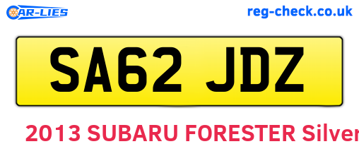 SA62JDZ are the vehicle registration plates.