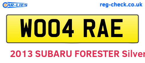 WO04RAE are the vehicle registration plates.
