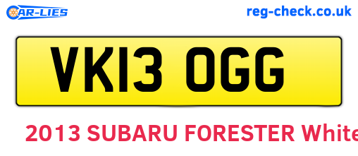 VK13OGG are the vehicle registration plates.