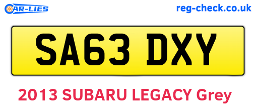 SA63DXY are the vehicle registration plates.
