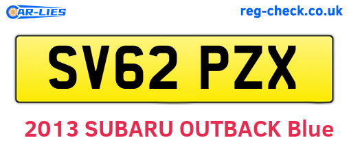 SV62PZX are the vehicle registration plates.