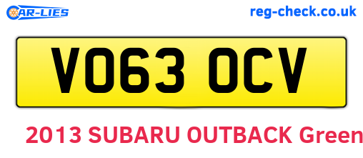 VO63OCV are the vehicle registration plates.