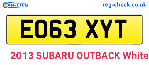 EO63XYT are the vehicle registration plates.