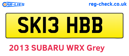 SK13HBB are the vehicle registration plates.