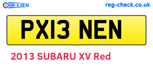 PX13NEN are the vehicle registration plates.