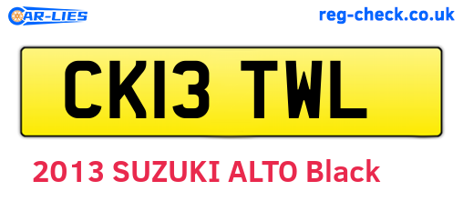 CK13TWL are the vehicle registration plates.